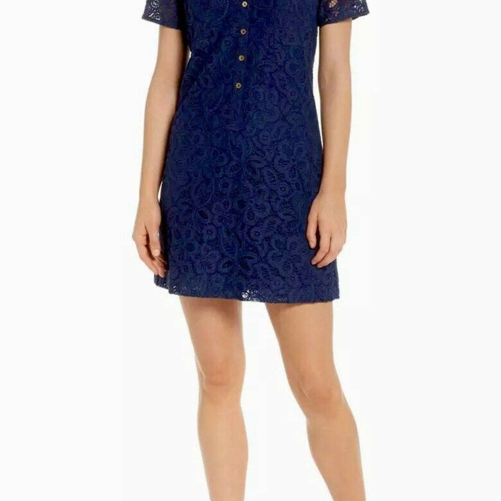 Lilly Pulitzer NWT Nelle Shirtdress Navy Lace